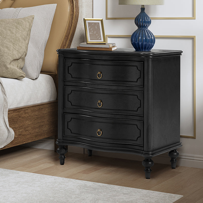 Bernhard 3-Drawer Traditional Style Nightstand Chest with Built-In Outlets(Optional Types)