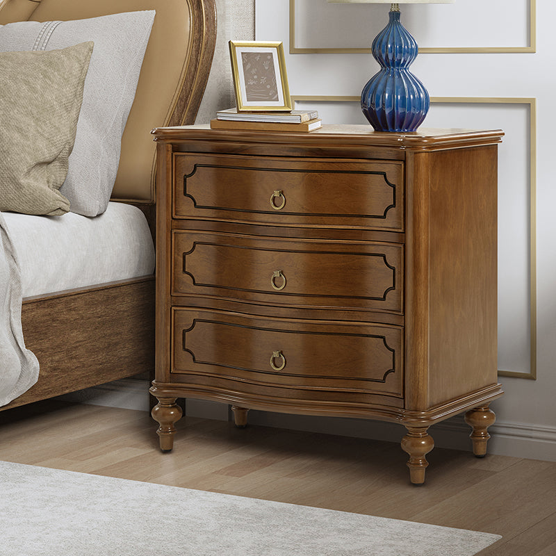 Bernhard 3-Drawer Traditional Style Nightstand Chest with Built-In Outlets(Optional Types)