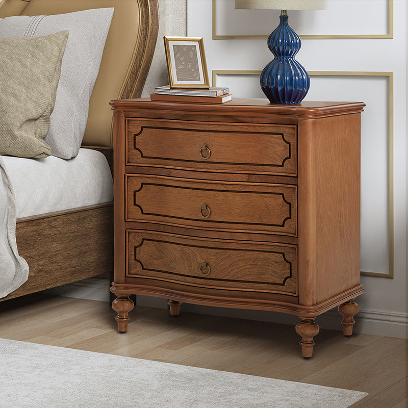 Bernhard 3-Drawer Traditional Style Nightstand Chest with Built-In Outlets(Optional Types)