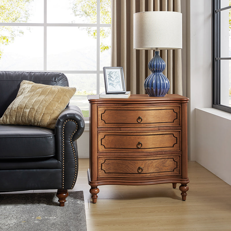 Bernhard 3-Drawer Traditional Style Nightstand Chest with Built-In Outlets(Optional Types)