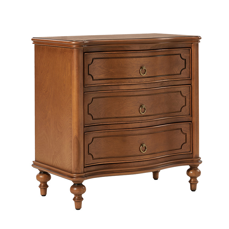 Bernhard 3-Drawer Traditional Style Nightstand Chest with Built-In Outlets(Optional Types)
