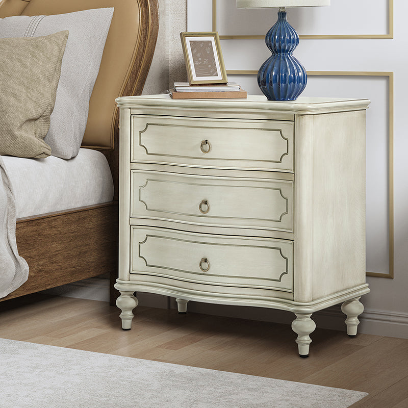 Bernhard 3-Drawer Traditional Style Nightstand Chest with Built-In Outlets(Optional Types)