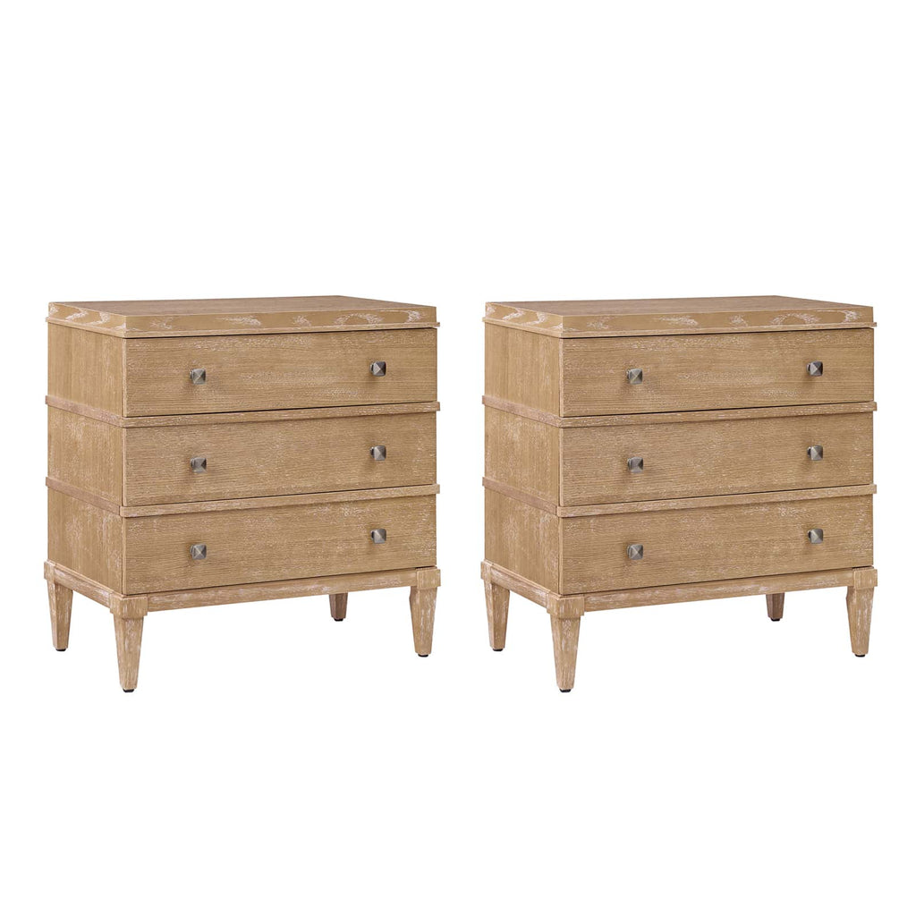 Lorenz Transitional 3-Drawer Nightstand with Charging Station(Optional Types)