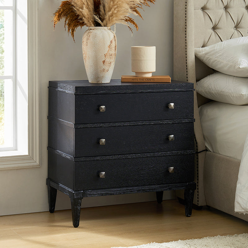 Lorenz Transitional 3-Drawer Nightstand with Charging Station(Optional Types)