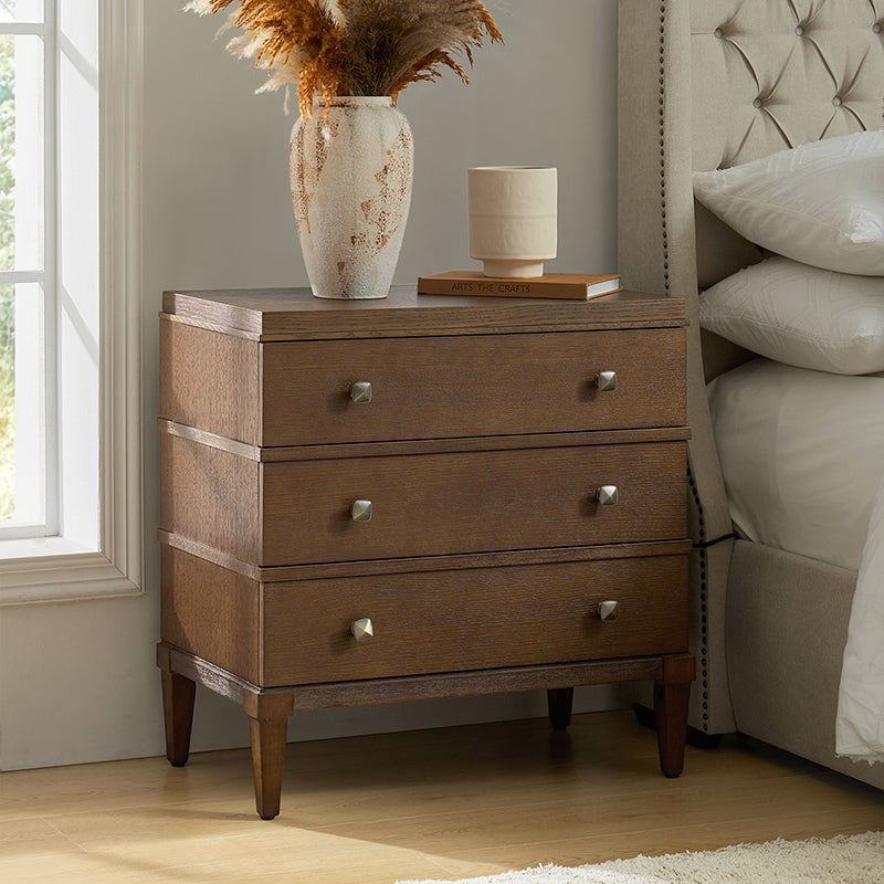 Lorenz Transitional 3-Drawer Nightstand with Charging Station(Optional Types)