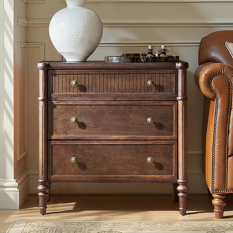 Derk Fluted Fronts Transitional Nightstand and End Table with Drawers and USB/Type-C Outlets