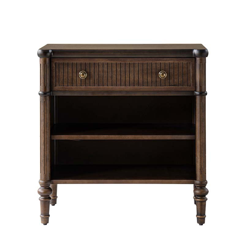 Derk Fluted Fronts Transitional Nightstand and End Table with Drawers and USB/Type-C Outlets