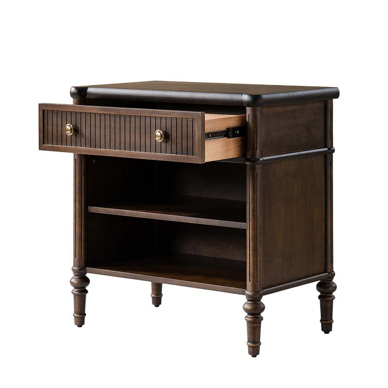 Derk Fluted Fronts Transitional Nightstand and End Table with Drawers and USB/Type-C Outlets
