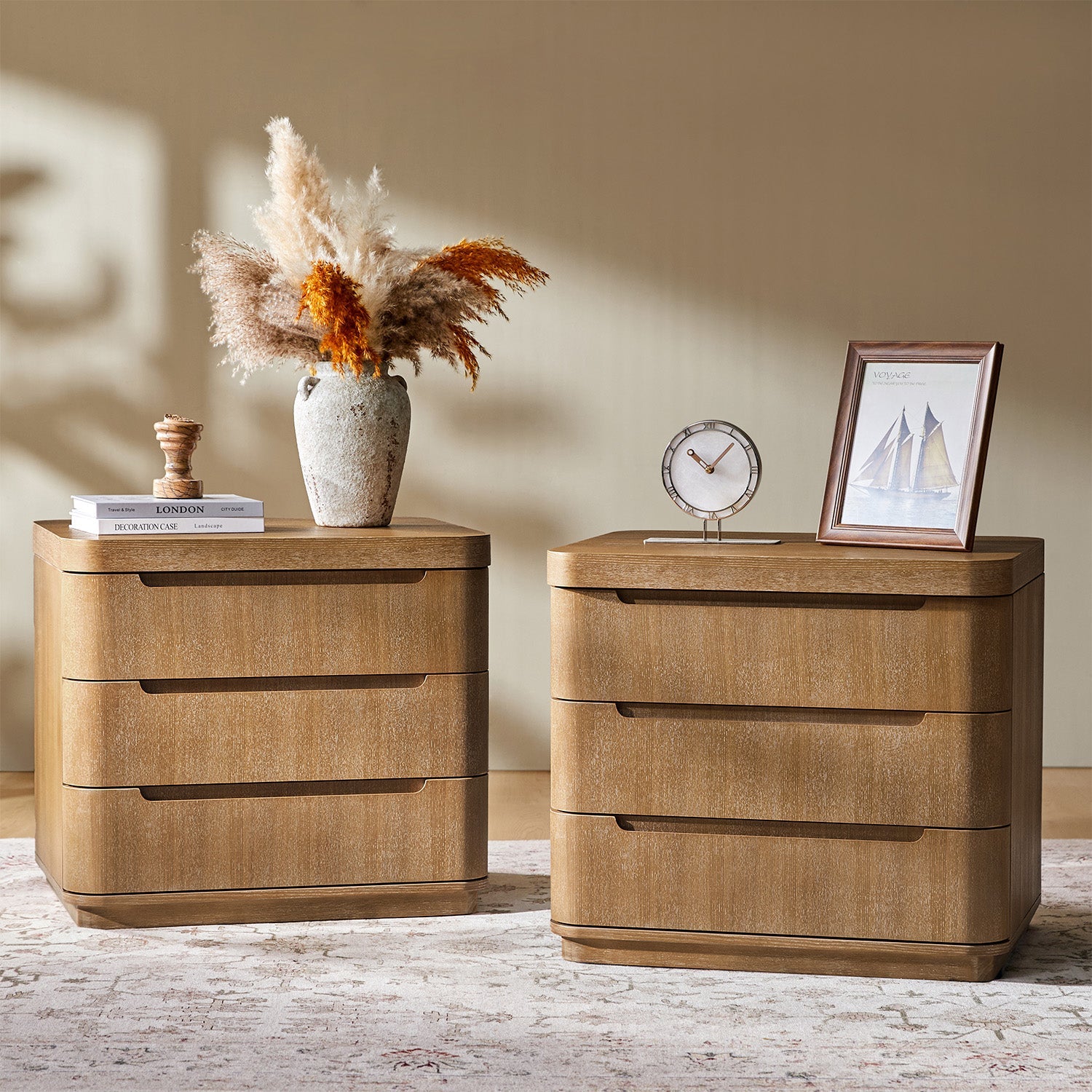 Yolanda Large 3-Drawer Nightstand with Hidden Storage(Optional Types)