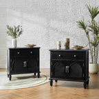 Camilo 27 Tall Arched Faux Rattan Nightstand With Built-In Outlets(Optional Types)