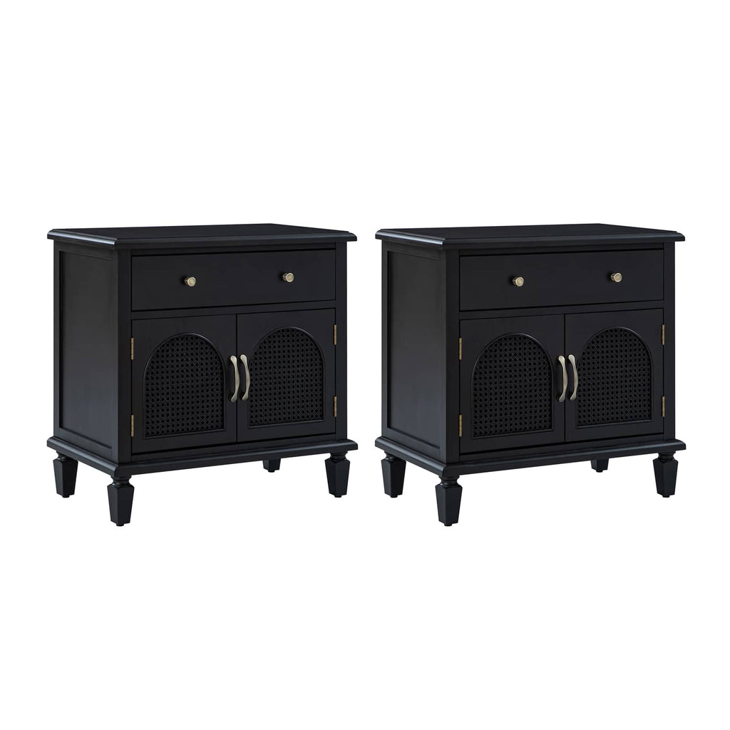 Camilo 27 Tall Arched Faux Rattan Nightstand With Built-In Outlets(Optional Types)