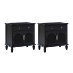 Camilo 27 Tall Arched Faux Rattan Nightstand With Built-In Outlets(Optional Types)