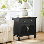 Camilo 27 Tall Arched Faux Rattan Nightstand With Built-In Outlets(Optional Types)