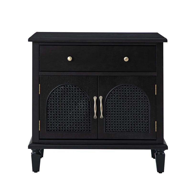 Camilo 27 Tall Arched Faux Rattan Nightstand With Built-In Outlets(Optional Types)