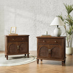 Camilo 27 Tall Arched Faux Rattan Nightstand With Built-In Outlets(Optional Types)