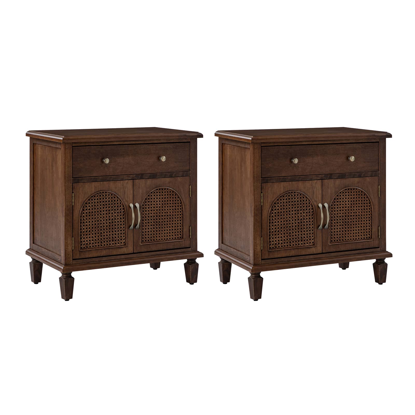 Camilo 27 Tall Arched Faux Rattan Nightstand With Built-In Outlets(Optional Types)