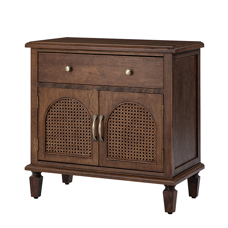 Camilo 27 Tall Arched Faux Rattan Nightstand With Built-In Outlets(Optional Types)