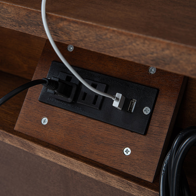 Camilo 27 Tall Arched Faux Rattan Nightstand With Built-In Outlets(Optional Types)