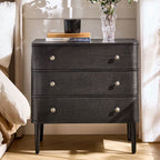 Modern Nightstand with Power Outlet & Curved Design