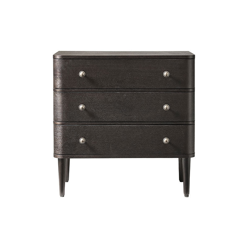 Modern Nightstand with Power Outlet & Curved Design