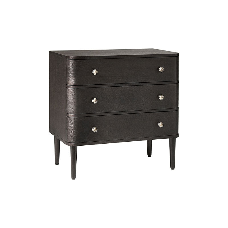 Modern Nightstand with Power Outlet & Curved Design