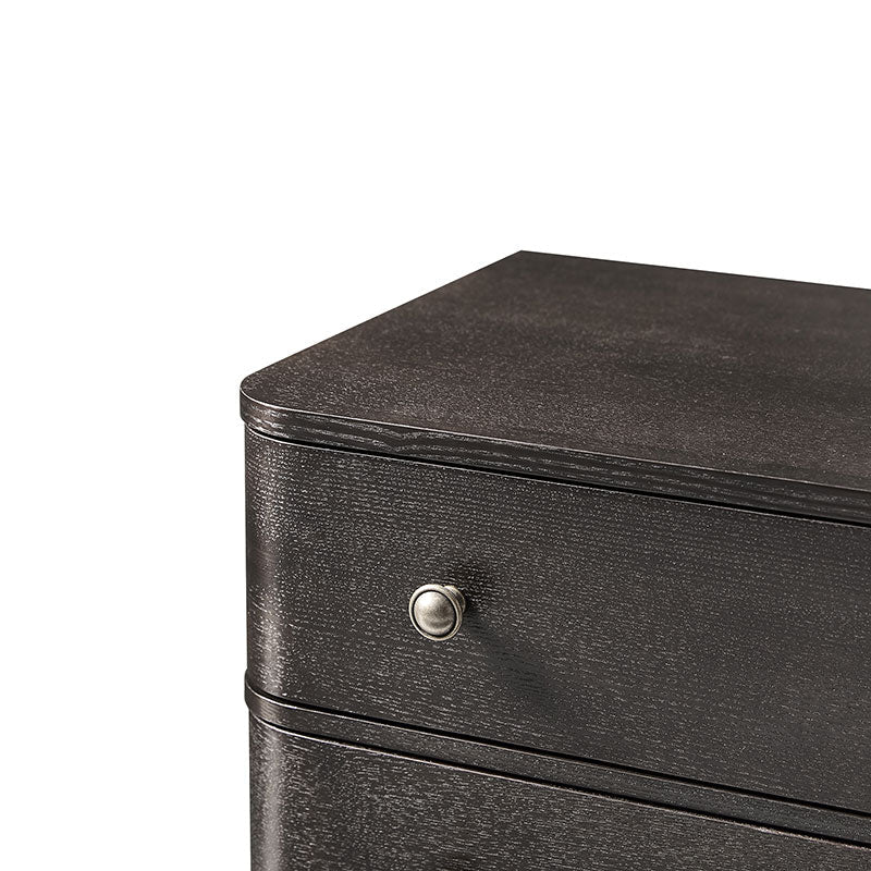 Modern Nightstand with Power Outlet & Curved Design