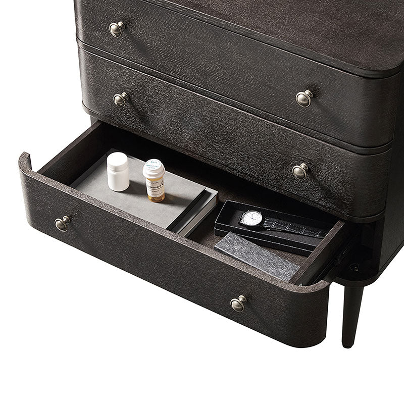 Modern Nightstand with Power Outlet & Curved Design