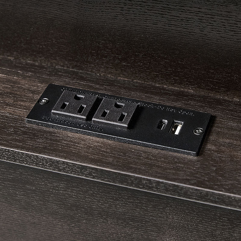 Modern Nightstand with Power Outlet & Curved Design