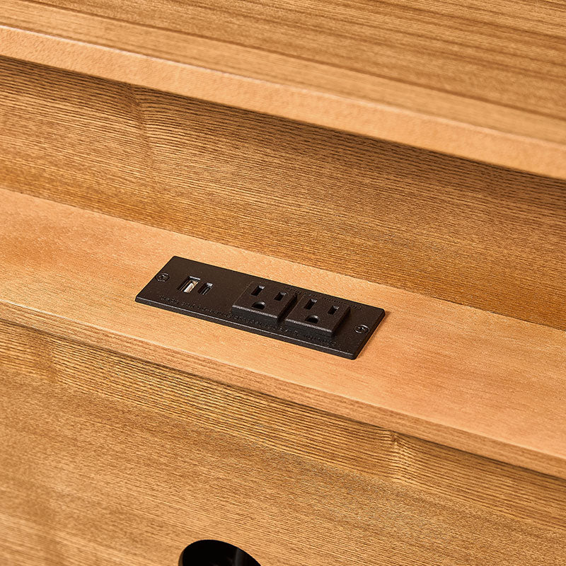 Modern Nightstand with Power Outlet & Curved Design