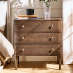 Modern Nightstand with Power Outlet & Curved Design