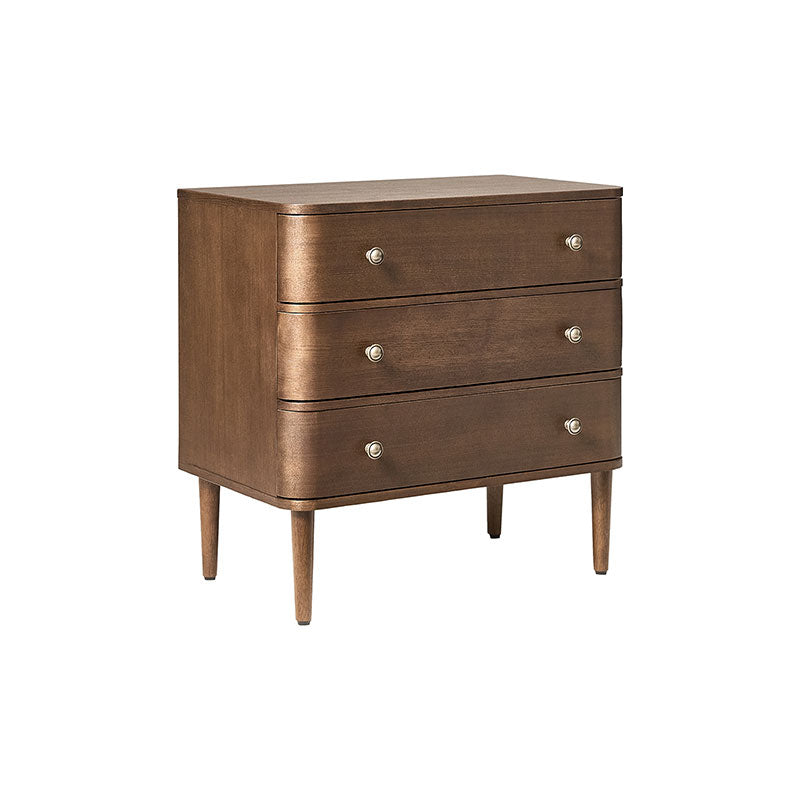 Modern Nightstand with Power Outlet & Curved Design