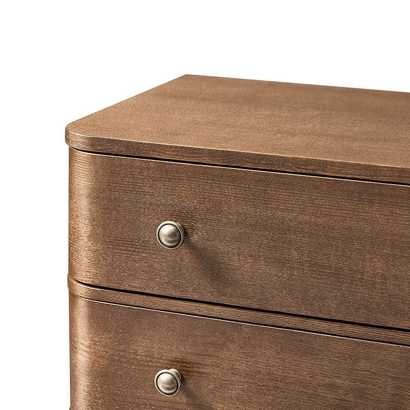 Modern Nightstand with Power Outlet & Curved Design