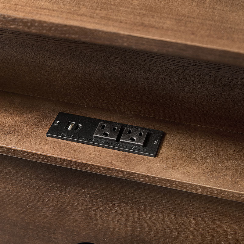 Modern Nightstand with Power Outlet & Curved Design