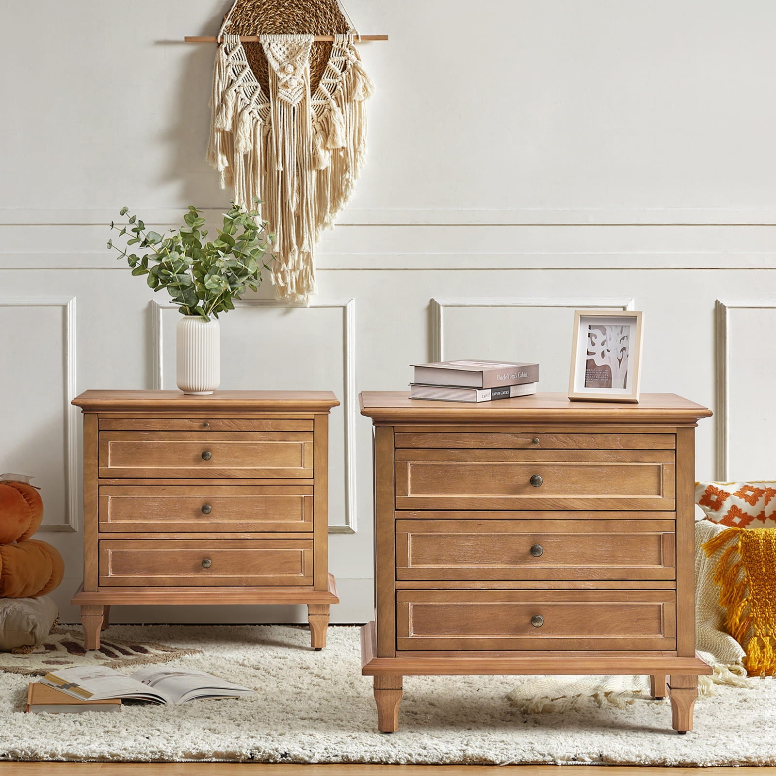 Galatea 3 - Drawer Nightstand Chest with Built-In Outlets(Optional Types)