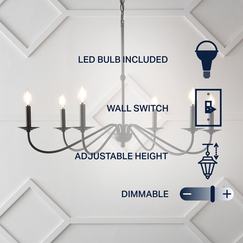 34.75 6-Light Iron LED Chandelier, by JONATHAN Y