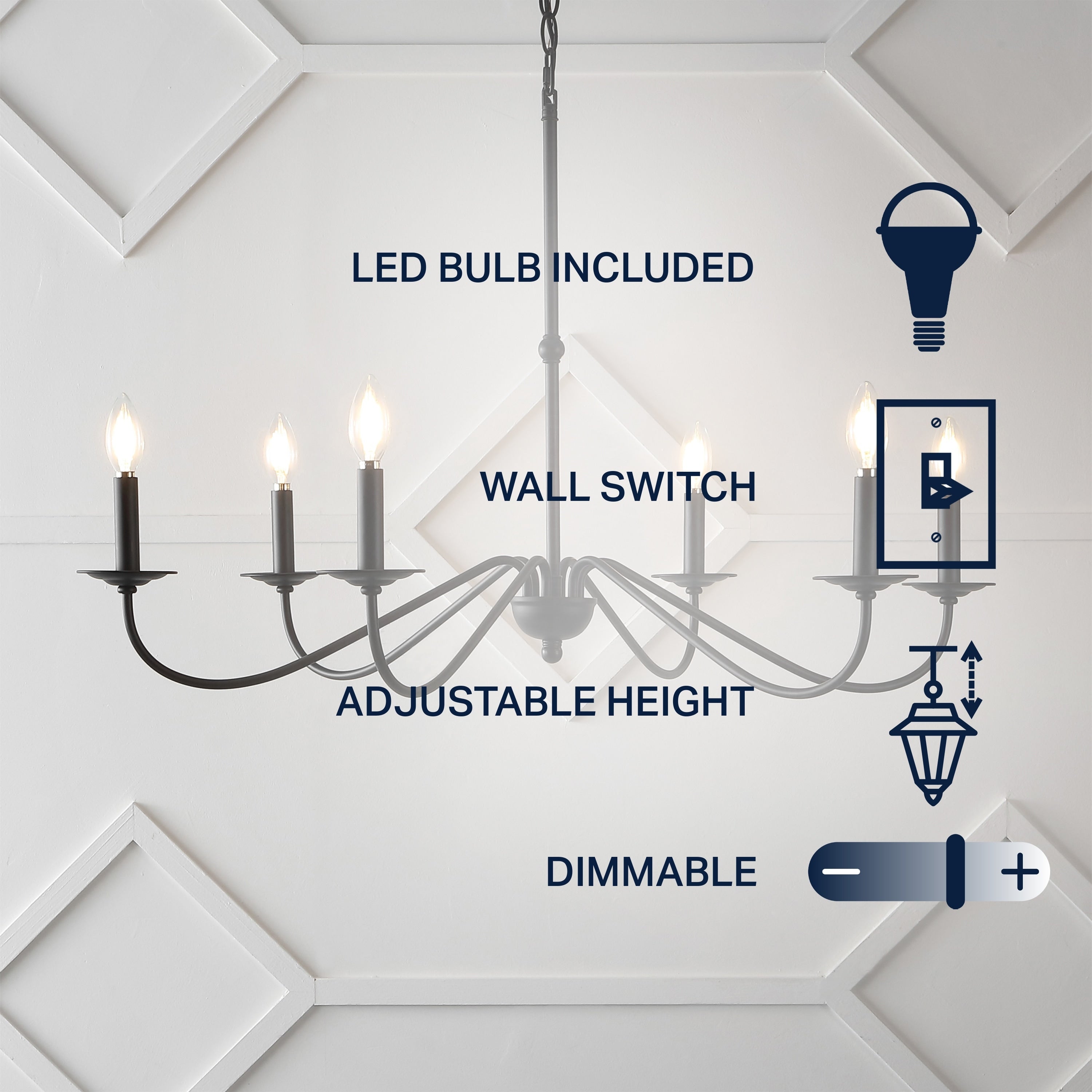 34.75 6-Light Iron LED Chandelier, by JONATHAN Y