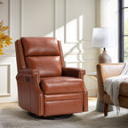 Canace Modern Genuine Leather Manual Glider Rocker Recliner