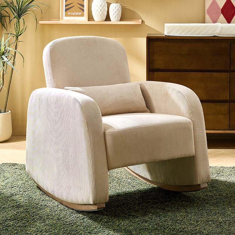 Richard Modern Solid Wood Rocking Chair with Lumbar Pillow