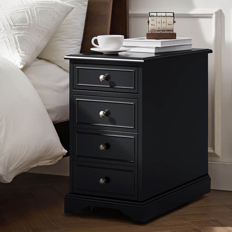 Roque Storage End Table with Hooded Wheels & Built-In Outlets(Optional Types)