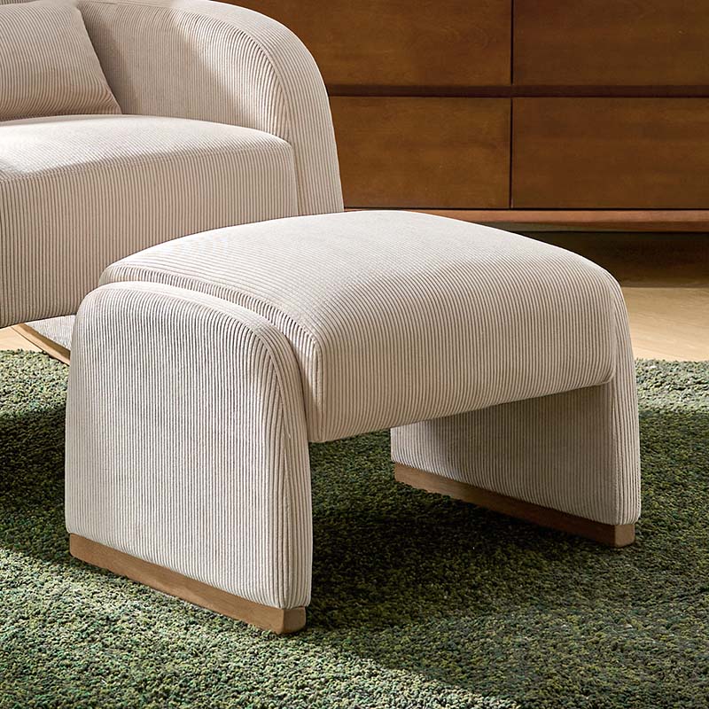 Richard Rounded Modern Design Corduroy Ottoman