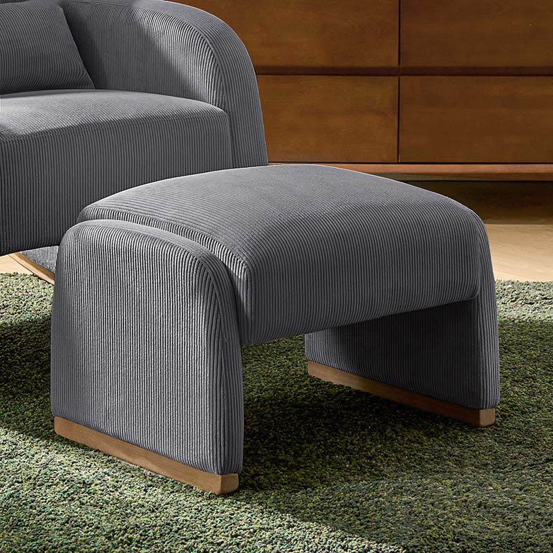 Richard Rounded Modern Design Corduroy Ottoman
