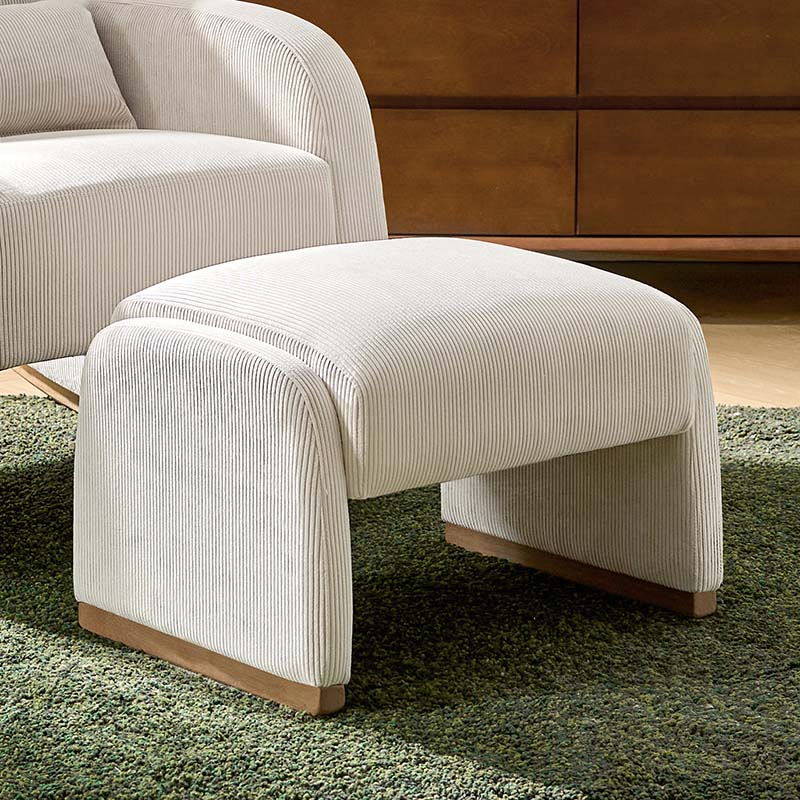Richard Rounded Modern Design Corduroy Ottoman