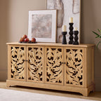 Jordan 63″ Wide 4-Door Sideboard – Solid Wood Console Cabinet