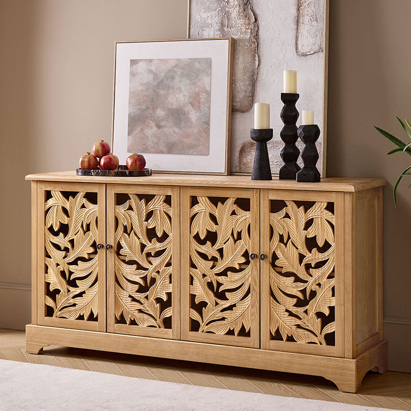 Jordan 63″ Wide 4-Door Sideboard – Solid Wood Console Cabinet