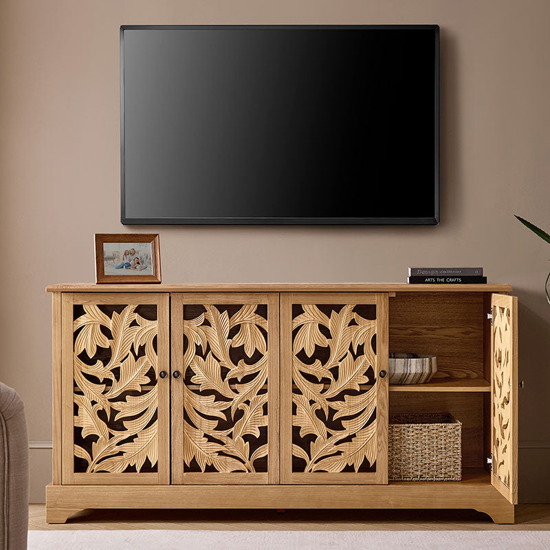 Jordan 63″ Wide 4-Door Sideboard – Solid Wood Console Cabinet