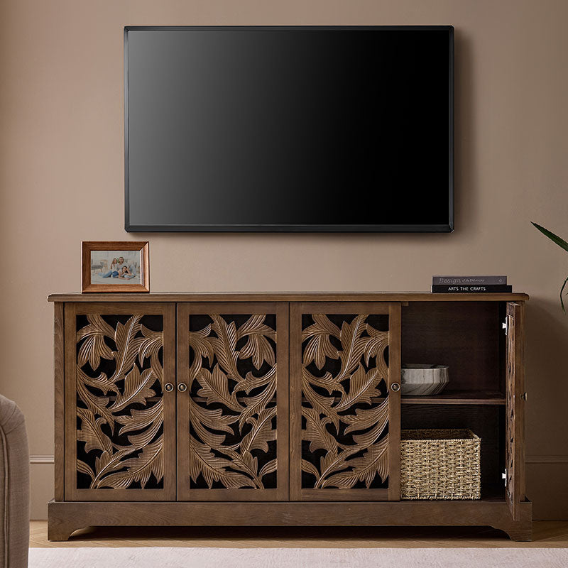 Jordan 63″ Wide 4-Door Sideboard – Solid Wood Console Cabinet