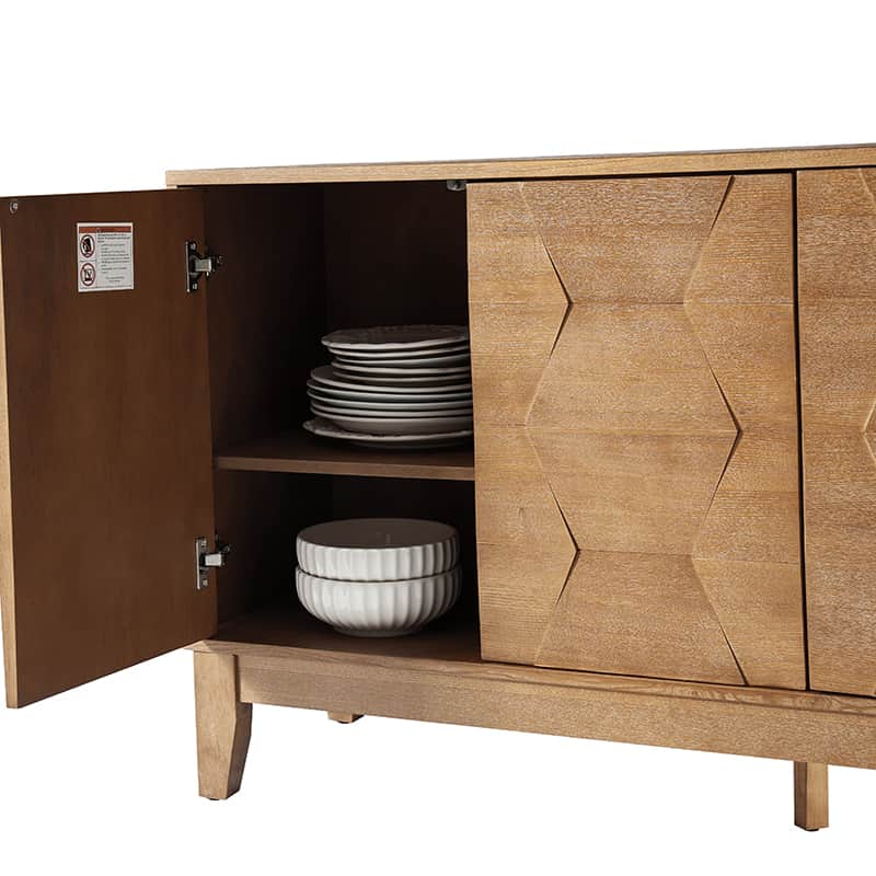 Kamu 60″ Wood Sideboard – Mid-Century Modern Storage Cabinet