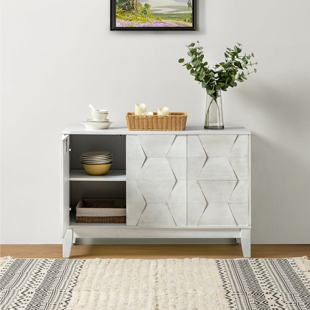 Kamu 45″ Wide 3-Door Sideboard – Modern Minimalist Storage Cabinet