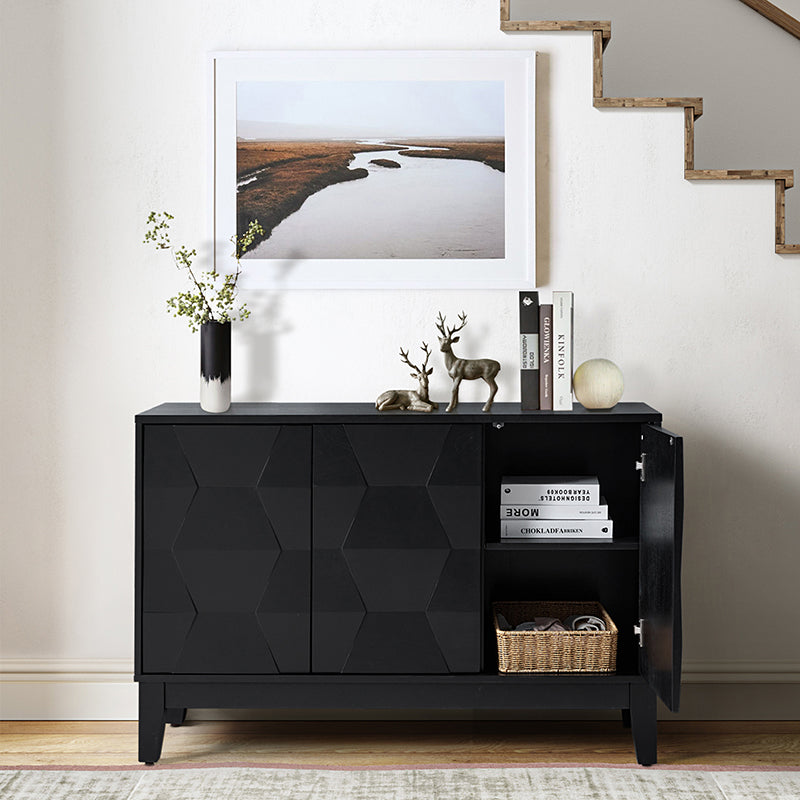 Kamu 45″ Wide 3-Door Sideboard – Modern Minimalist Storage Cabinet