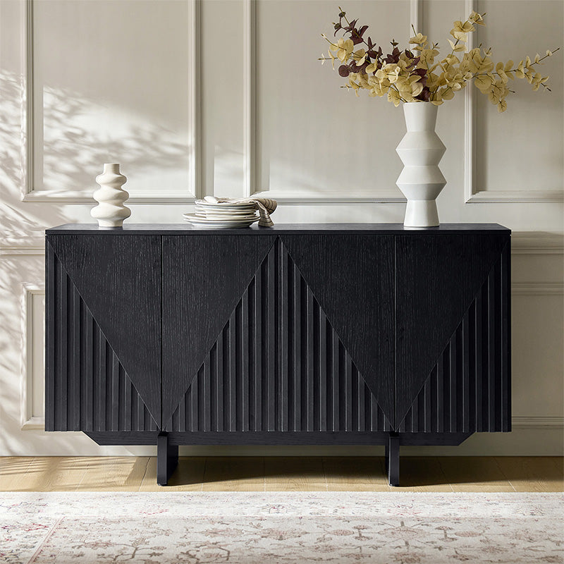 Dietreich Wooden Buffet Sideboard with Deep Embossed Texture